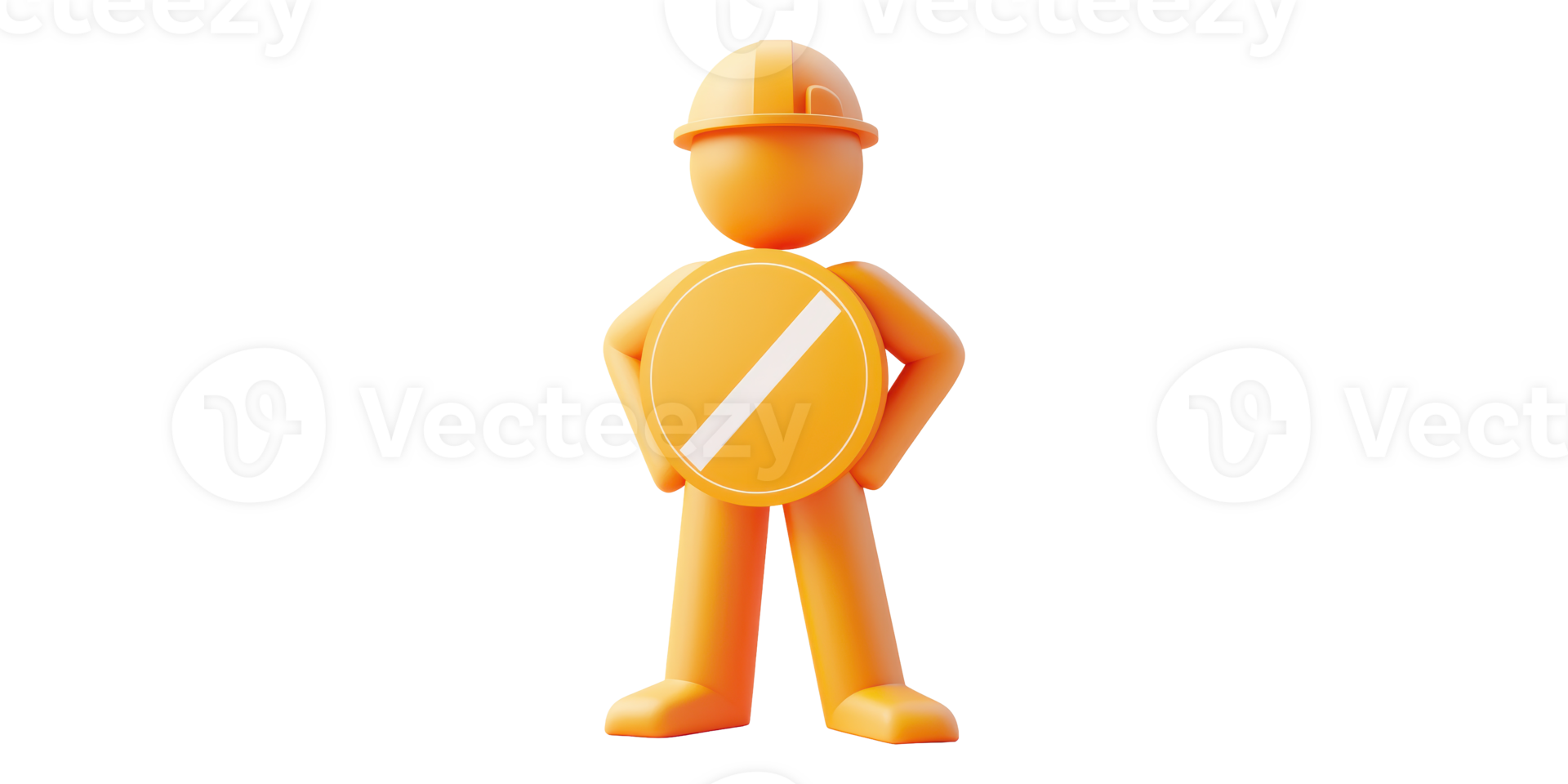 Orange construction worker icon with shield isolated on transparent background png
