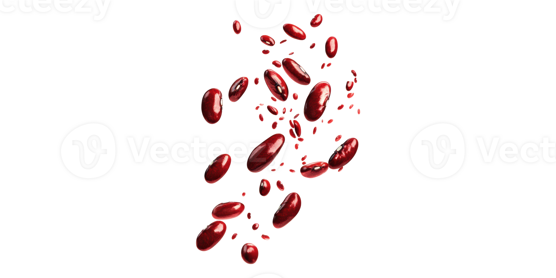 Floating kidney beans cluster isolated on transparent background png