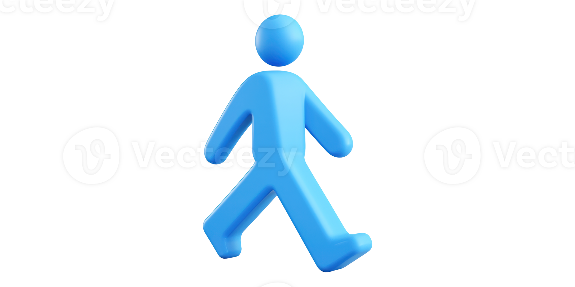 Blue 3d walking person icon isolated on transparent background png