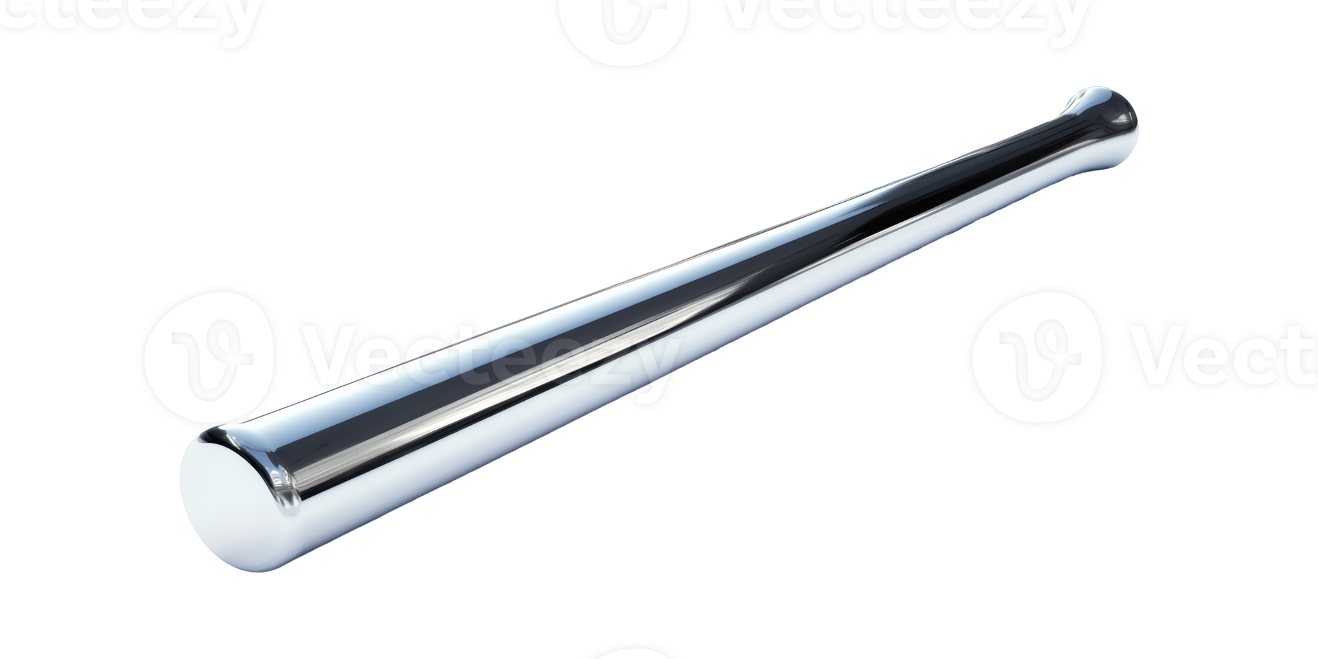 Shiny silver baseball bat isolated on transparent background png