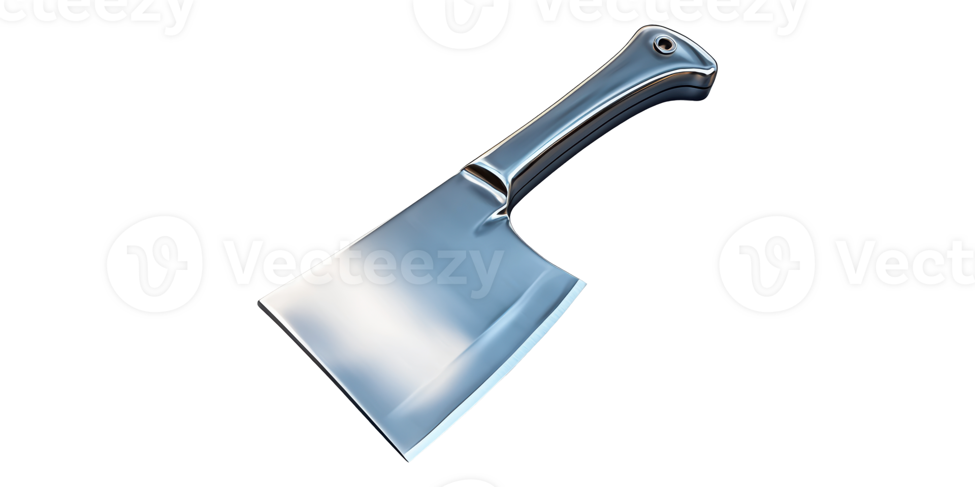 Shiny metal cleaver knife isolated on transparent background png