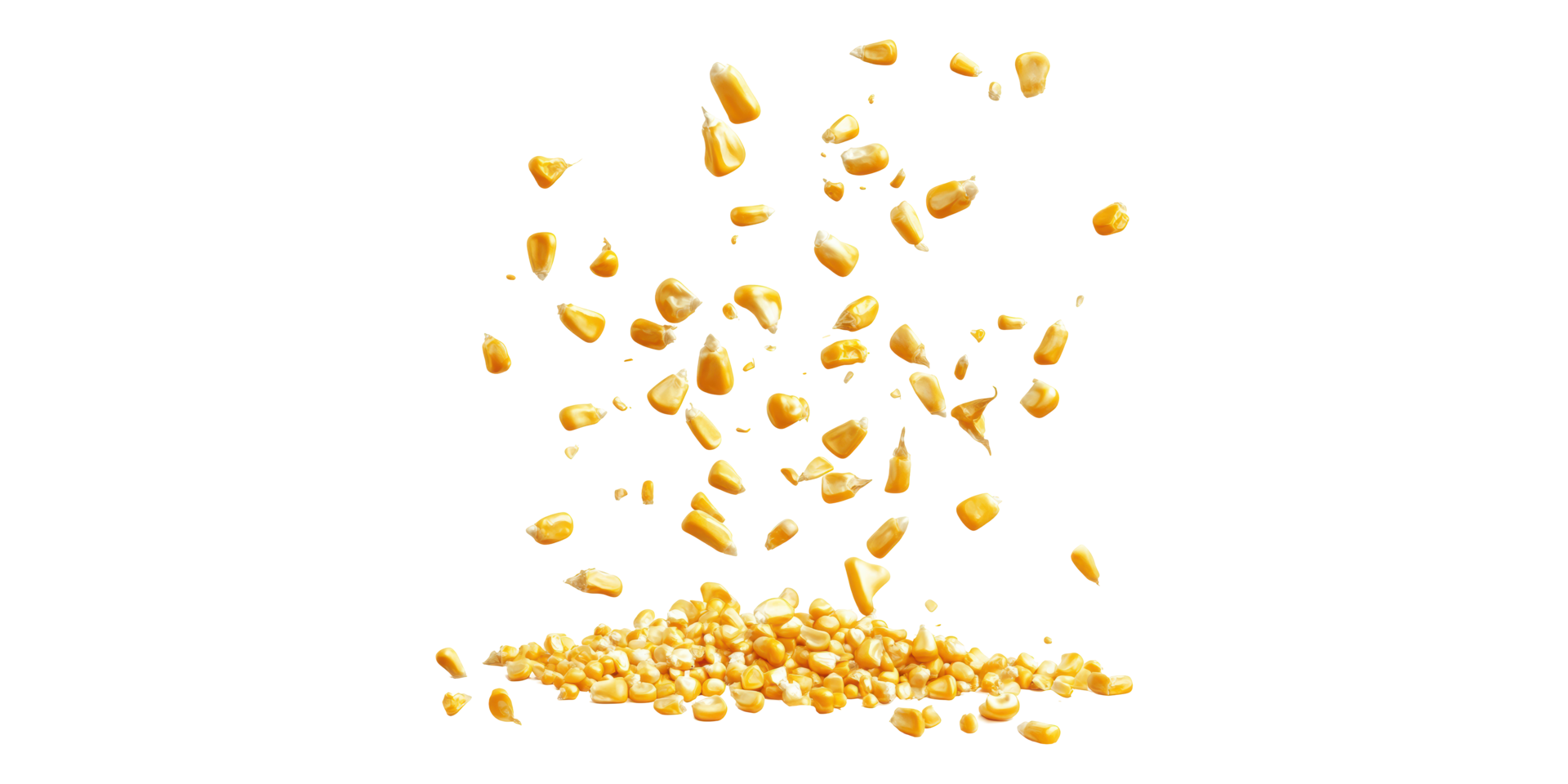 Flying popcorn kernels isolated on transparent background png