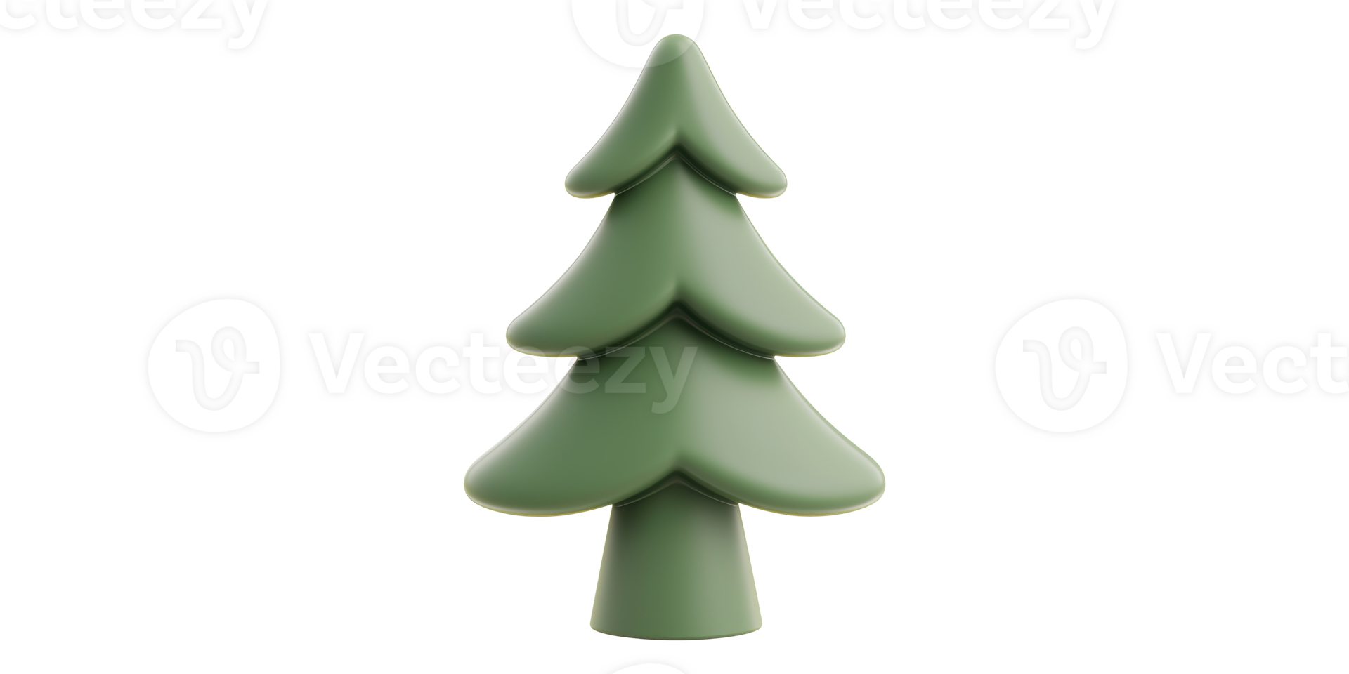 Cartoon christmas tree with round edges isolated on transparent background png