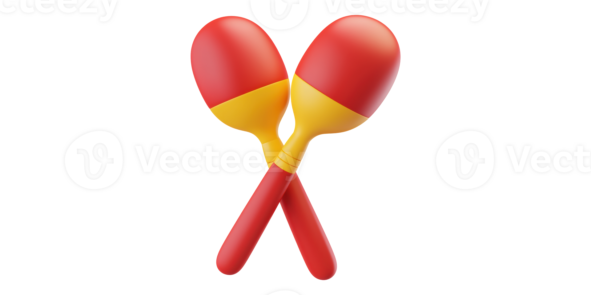 Red and yellow maracas pair isolated on transparent background png