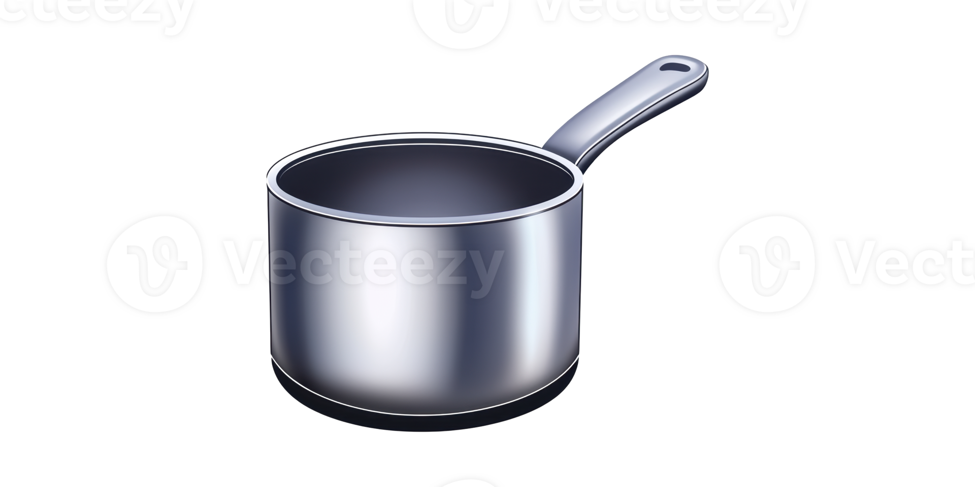 Metallic saucepan with handle isolated on transparent background png
