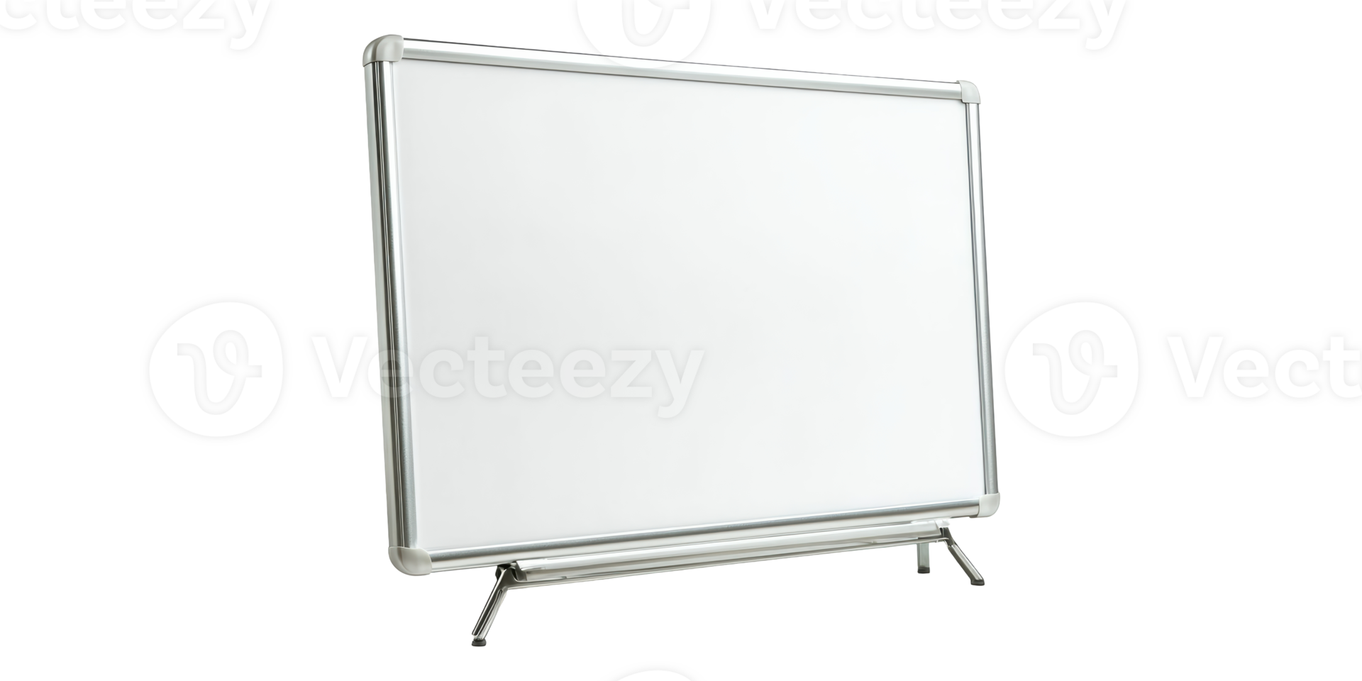 Whiteboard with metal stand isolated on transparent background png