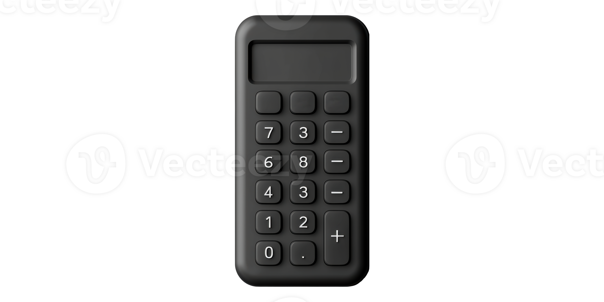 Black calculator with numerical keypad isolated on transparent background png