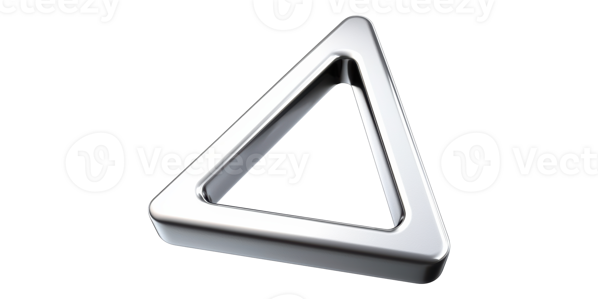 Silver triangular hollow shape isolated on transparent background png