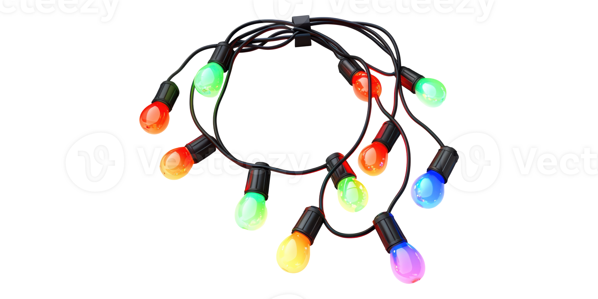 String of colorful party lights isolated on transparent background png