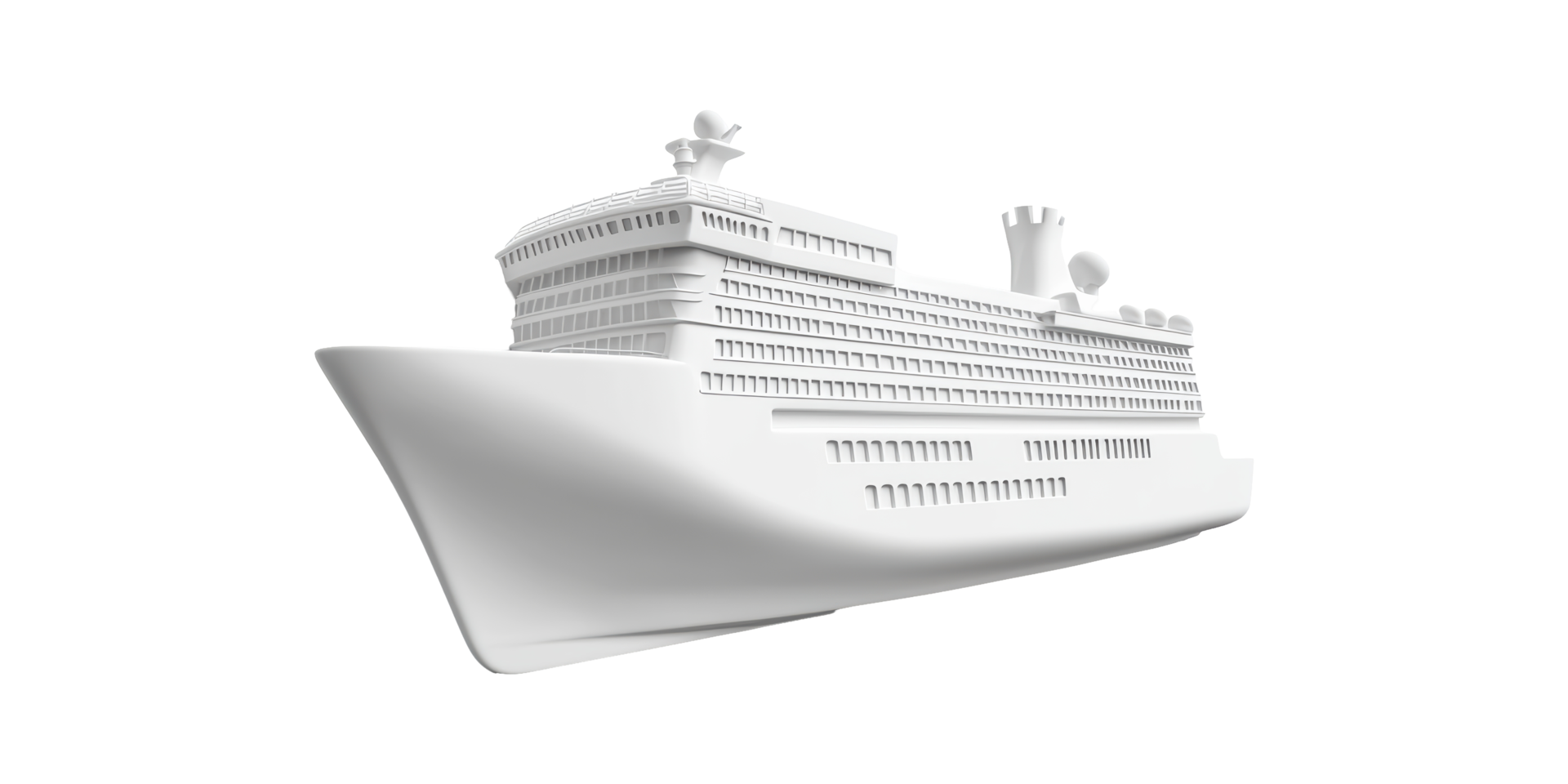 White cruise ship model isolated on transparent background png