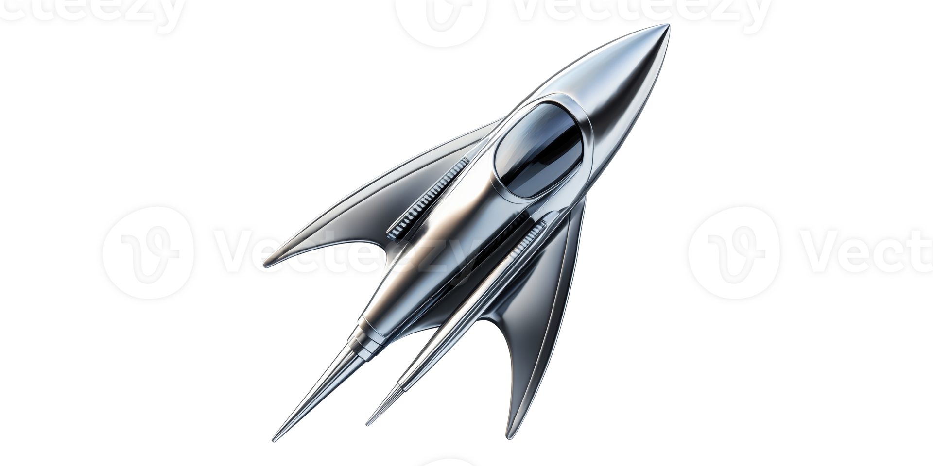 Silver space rocket ship isolated on transparent background png