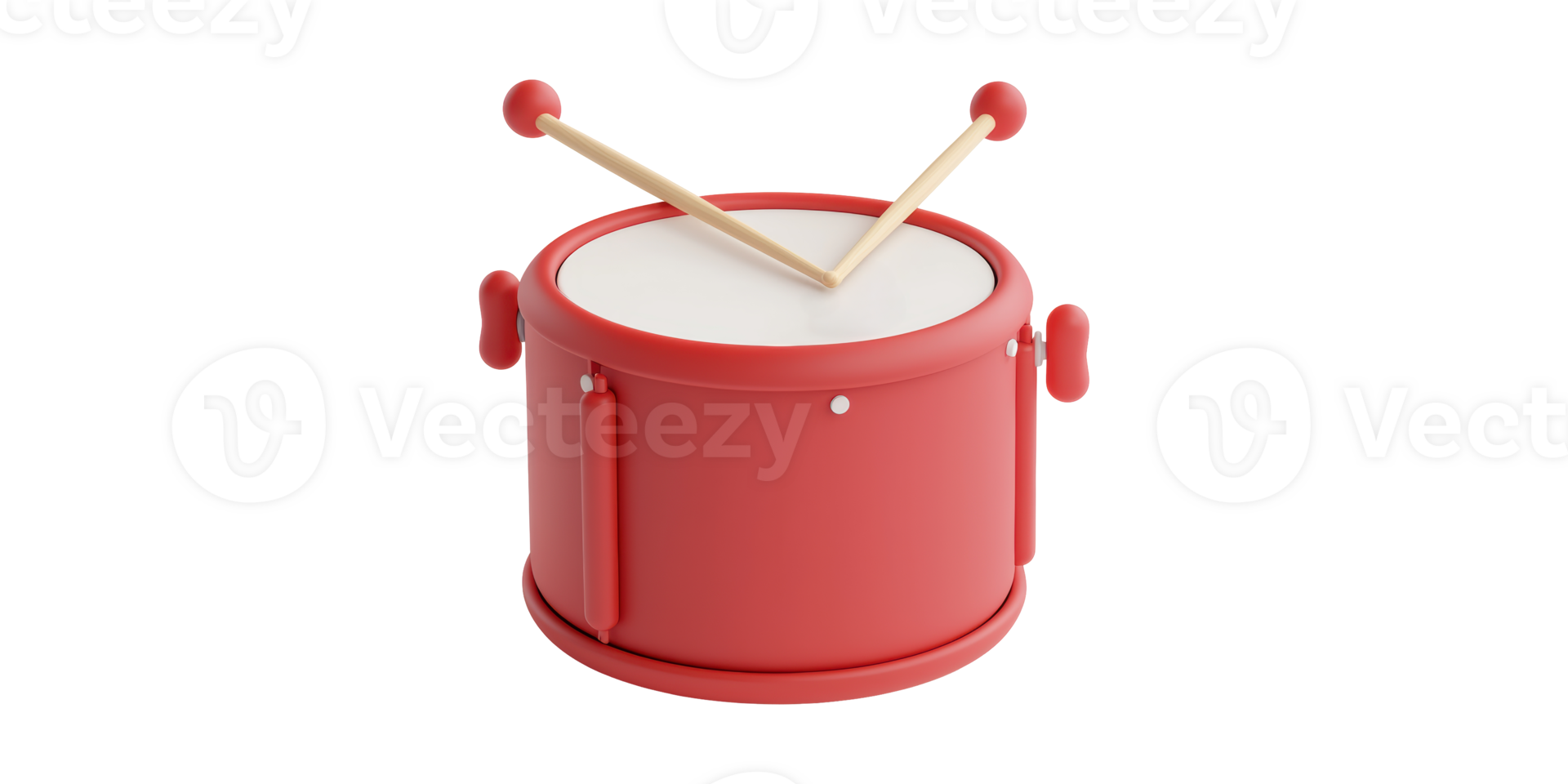 Toy drum with drumsticks isolated on transparent background png