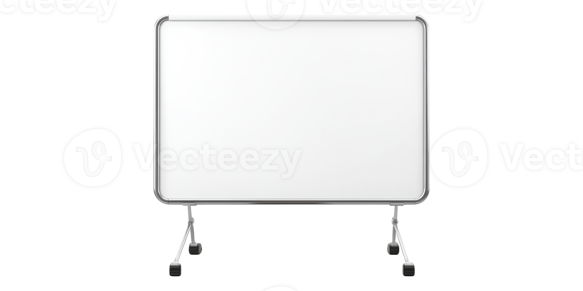 Whiteboard with metal frame isolated on transparent background png