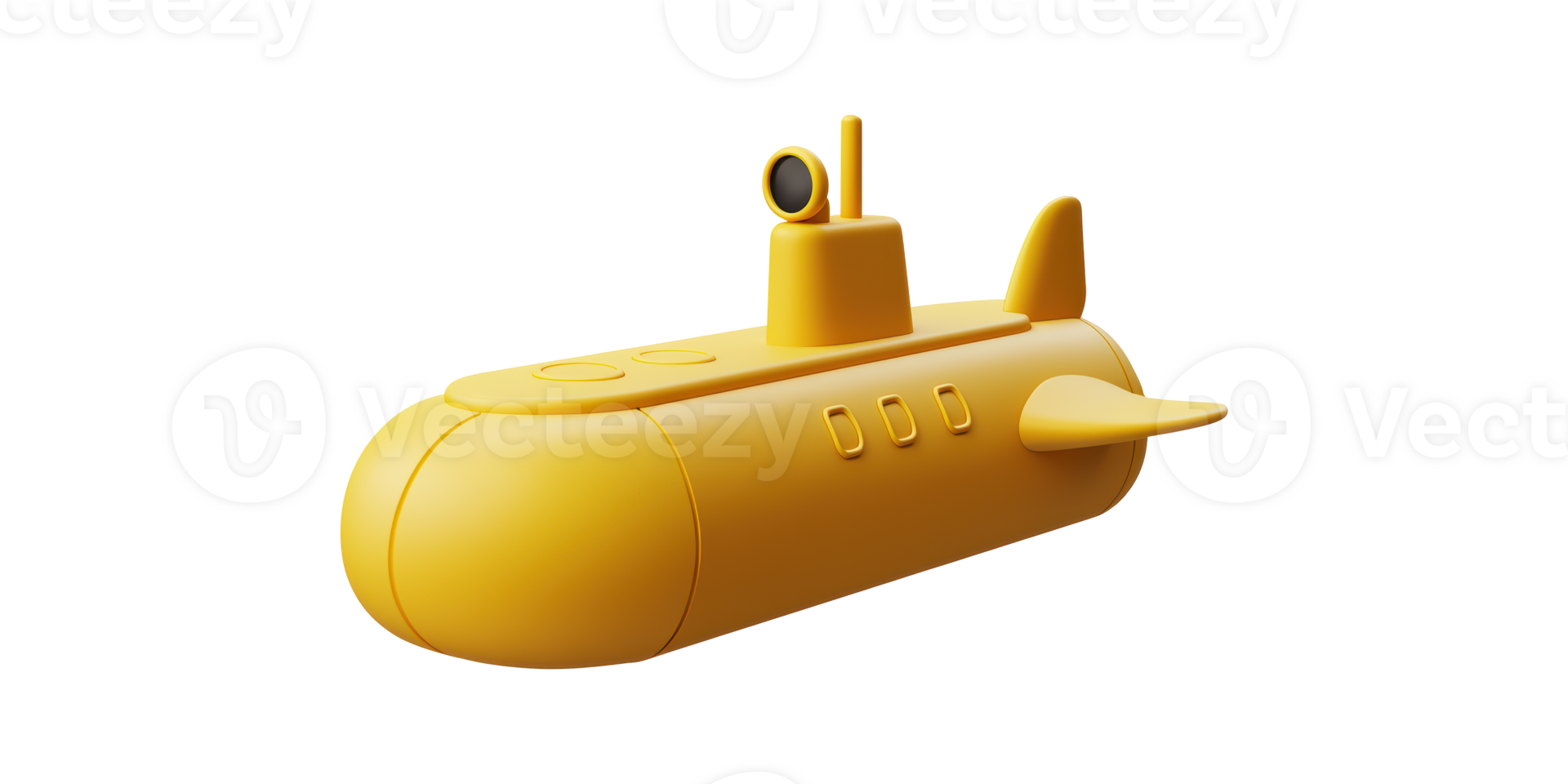 Yellow submarine model isolated on transparent background png