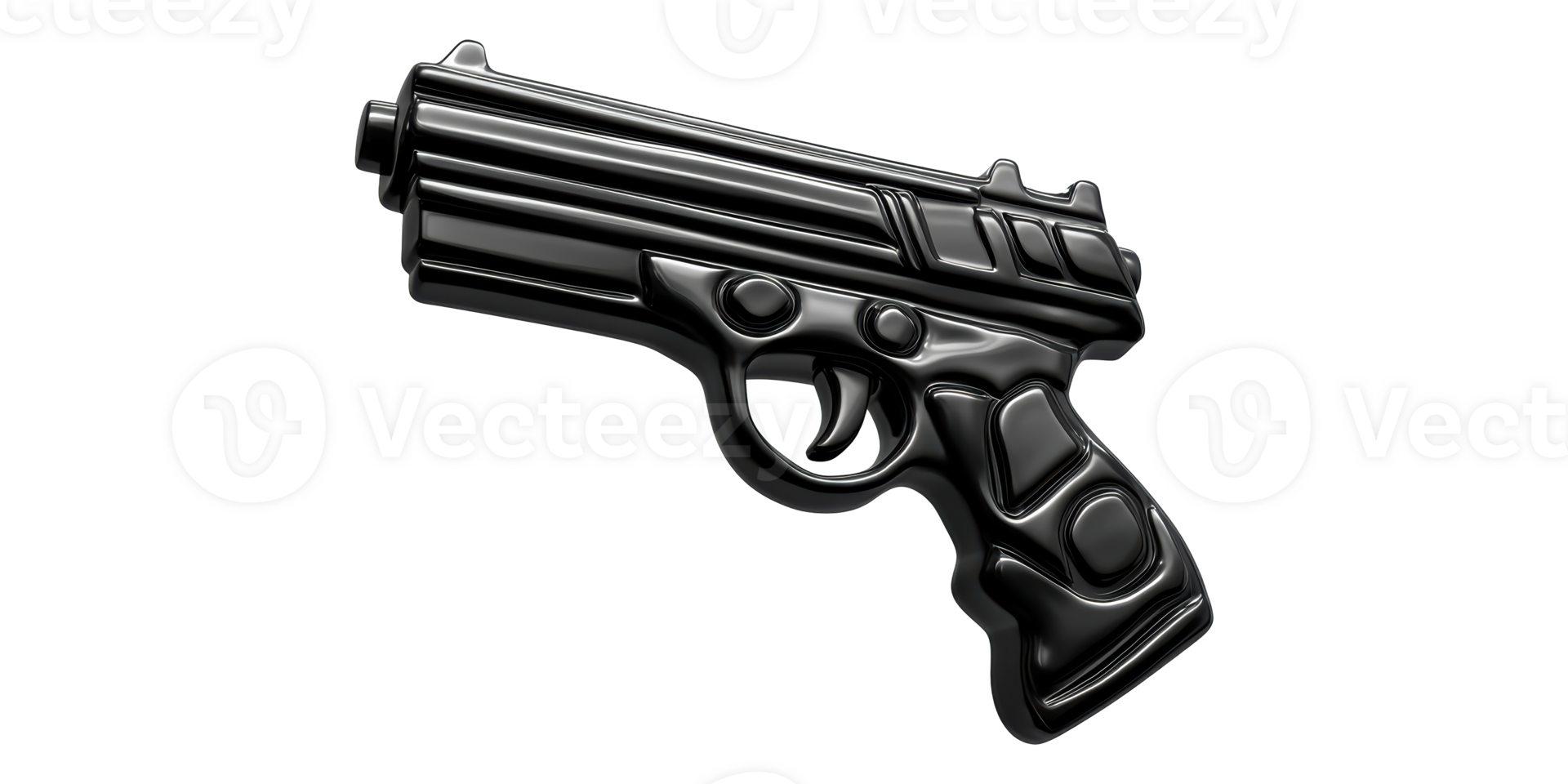 Black toy gun rendered isolated on transparent background png