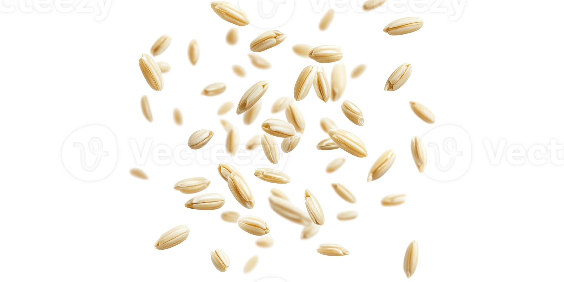 Floating rice grains isolated on transparent background png