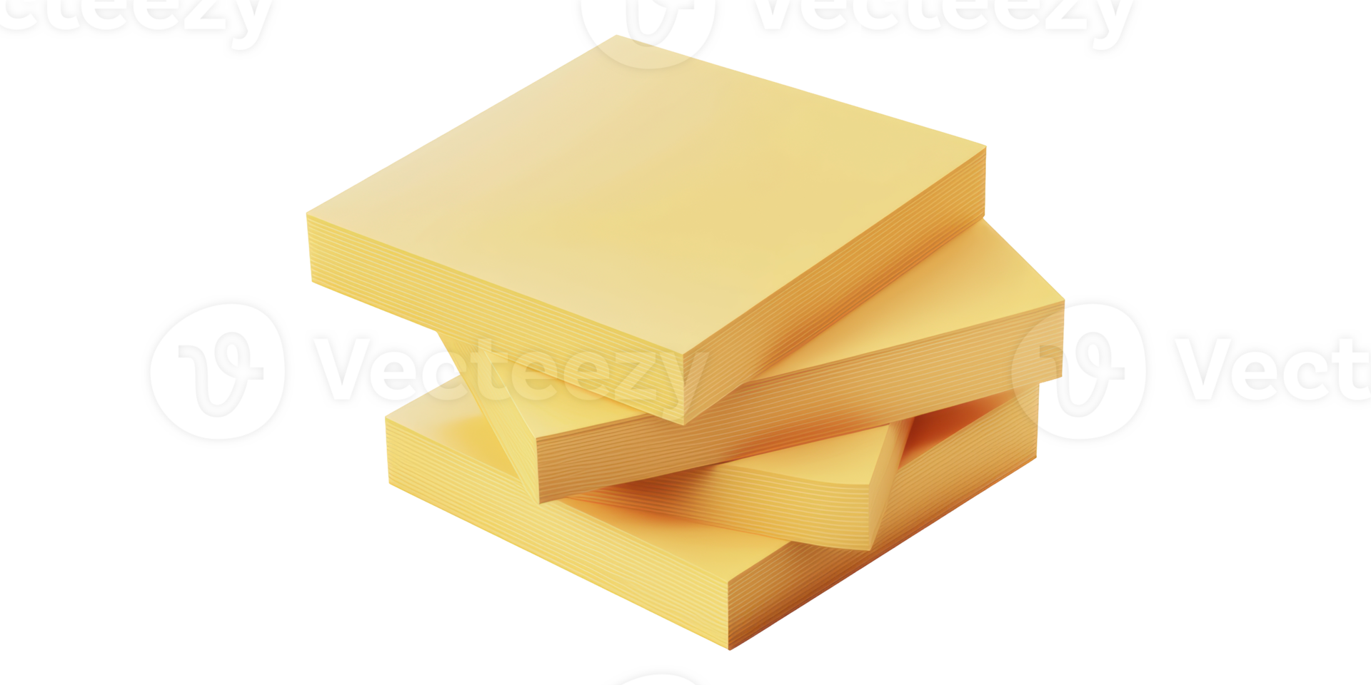 Stack of yellow sticky notes isolated on transparent background png