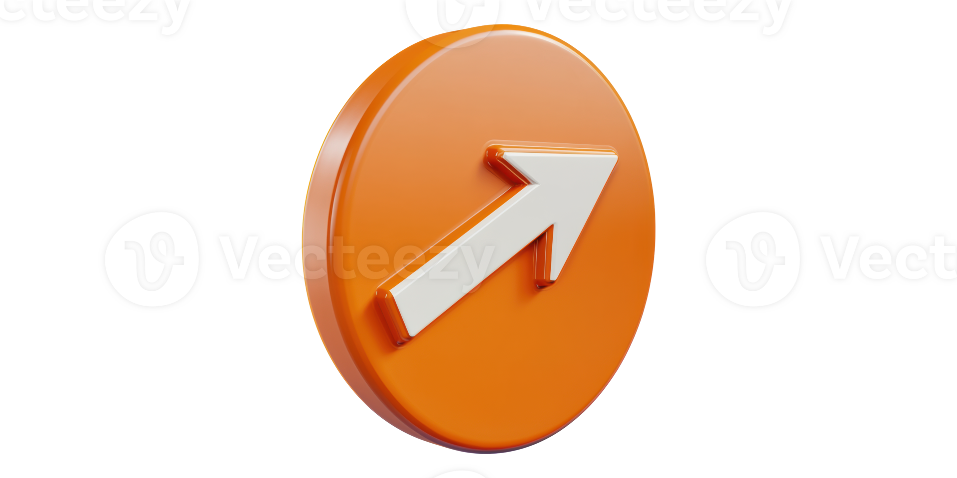 Orange circular button with white arrow pointing upward isolated on transparent background png