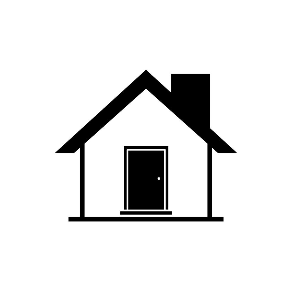 A house with door and chimney icon vector