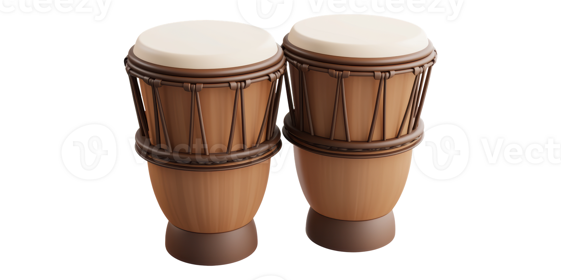 Pair of brown bongos isolated on transparent background png