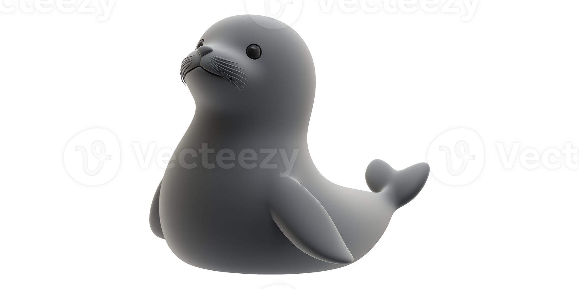 Cartoon seal figurine facing left isolated on transparent background png