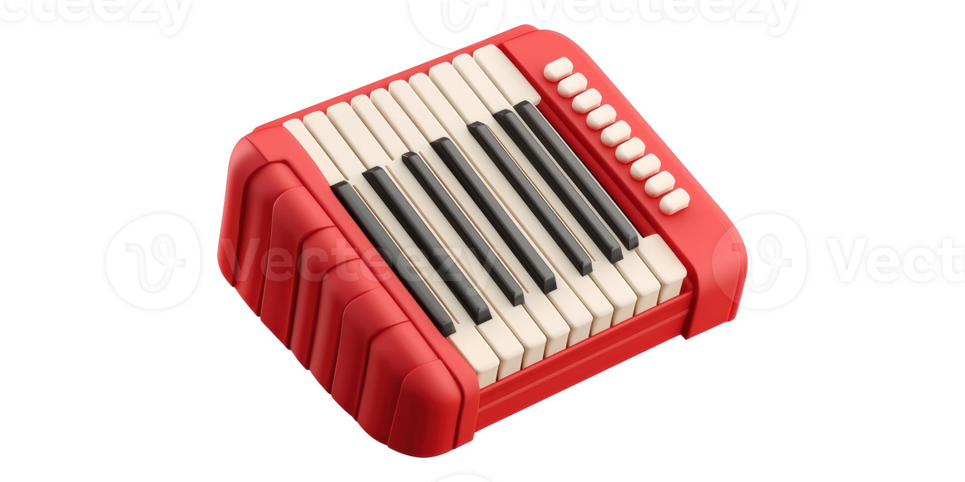 Red and white accordion isolated on transparent background png