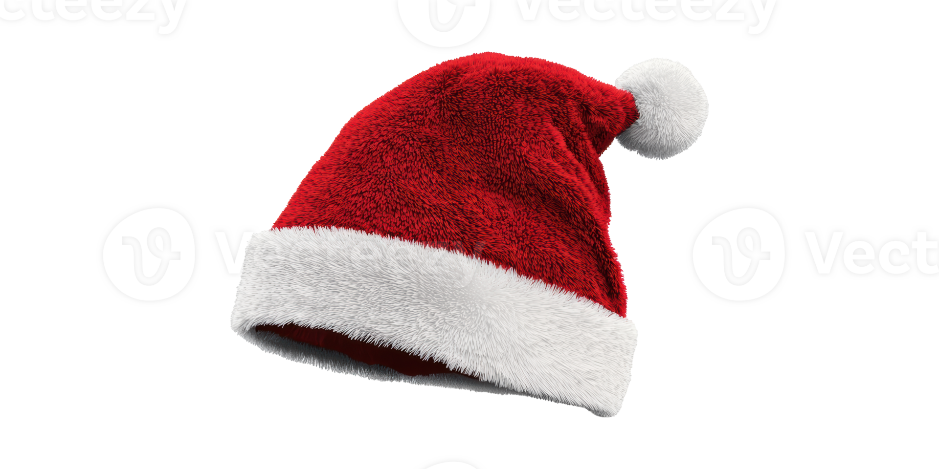 Red santa hat with white trim isolated on transparent background png