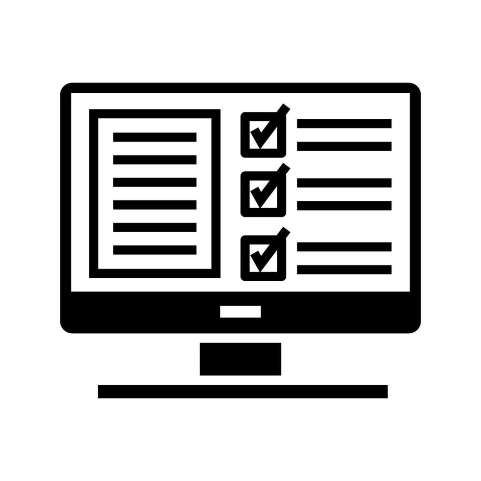 computer with document icon vector