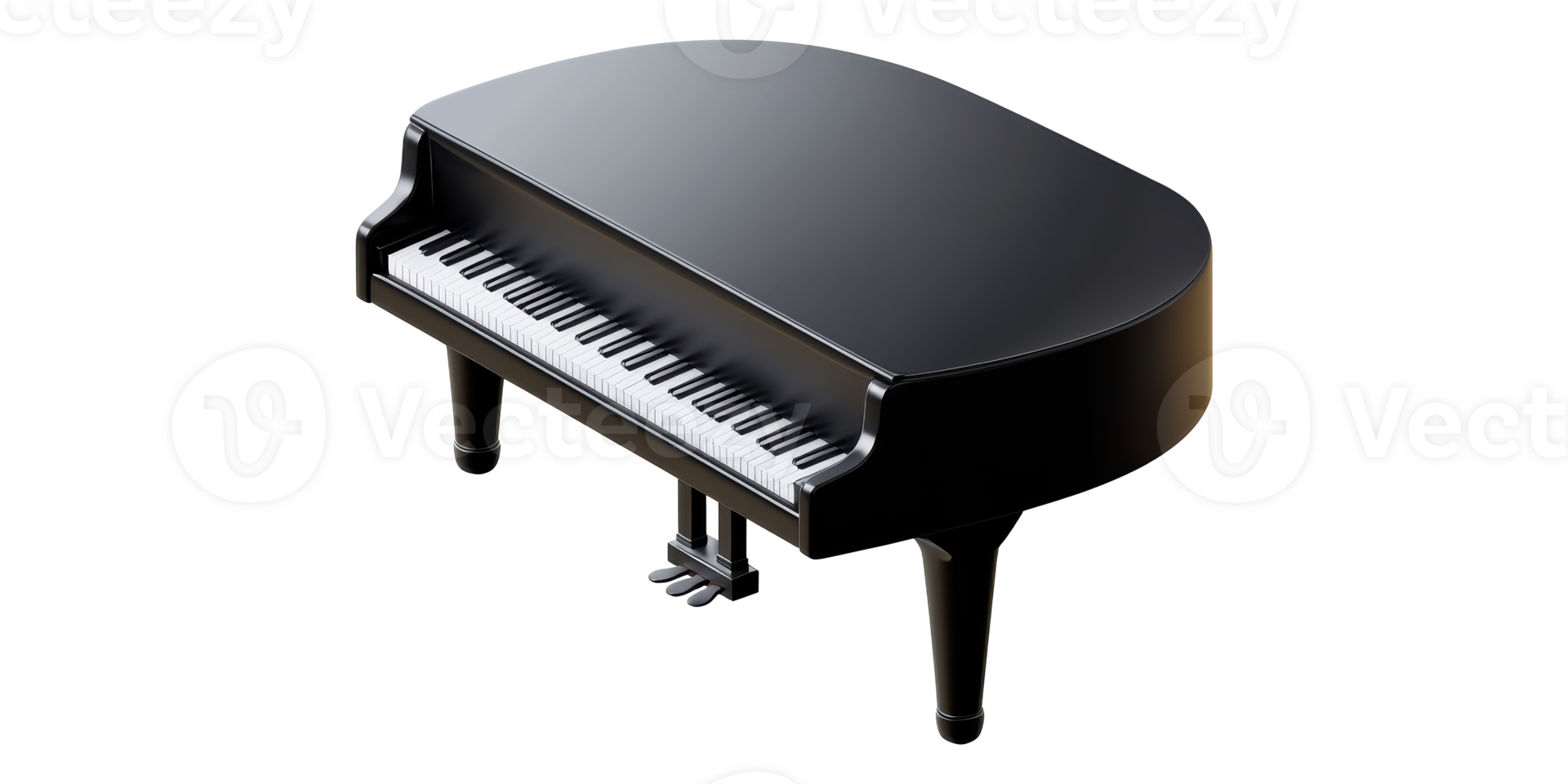 Black grand piano isolated on transparent background png