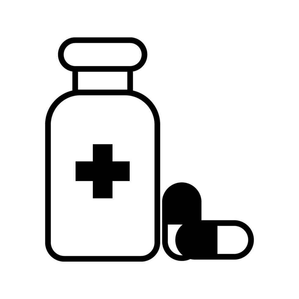 medicine bottle with capsules icon vector