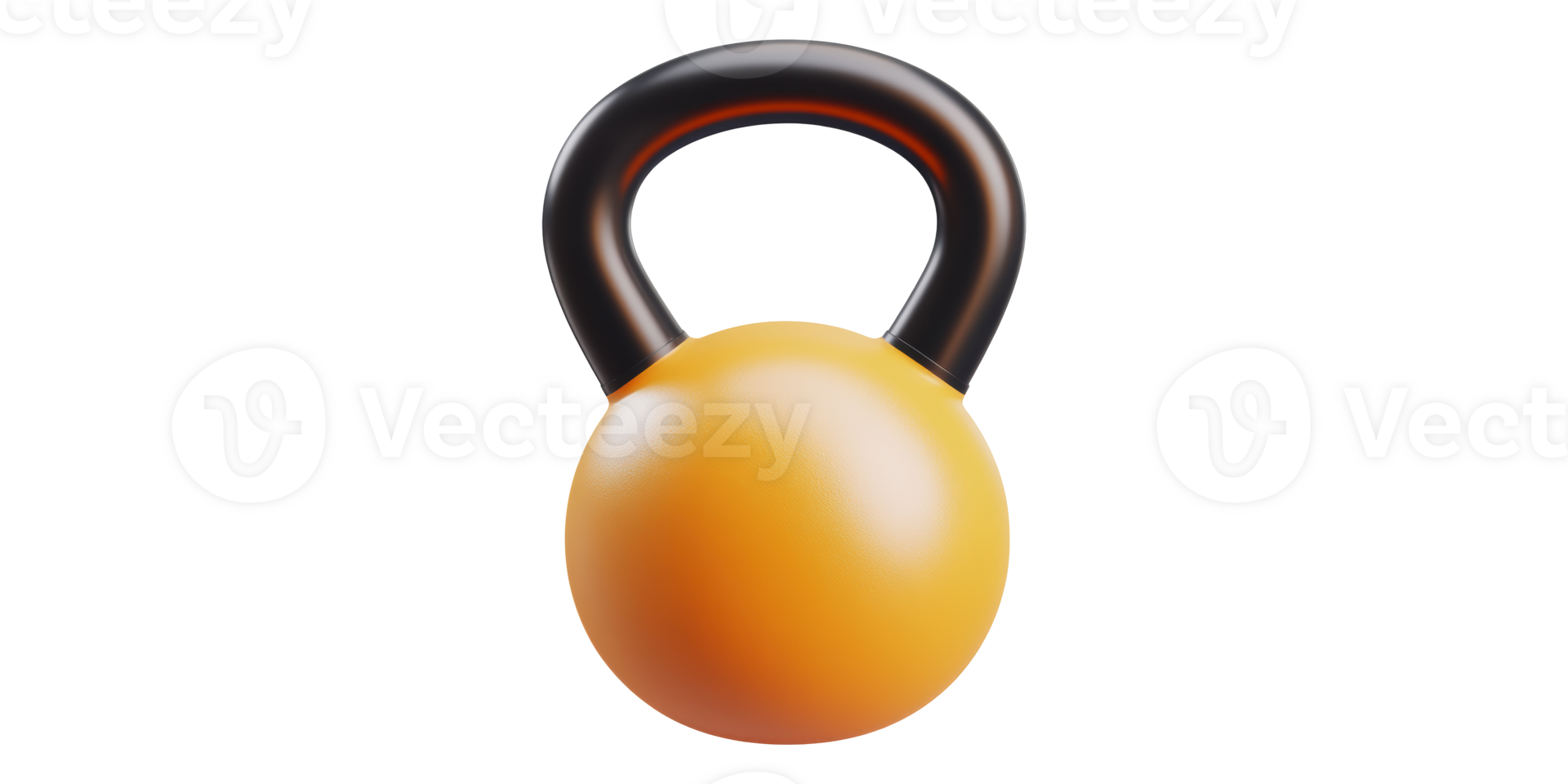 Yellow kettlebell with black handle isolated on transparent background png