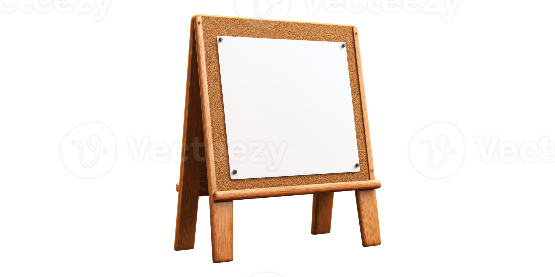 Wooden chalkboard with white surface isolated on transparent background png