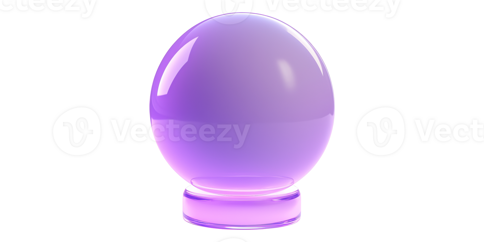 Purple glass ball with reflections isolated on transparent background png