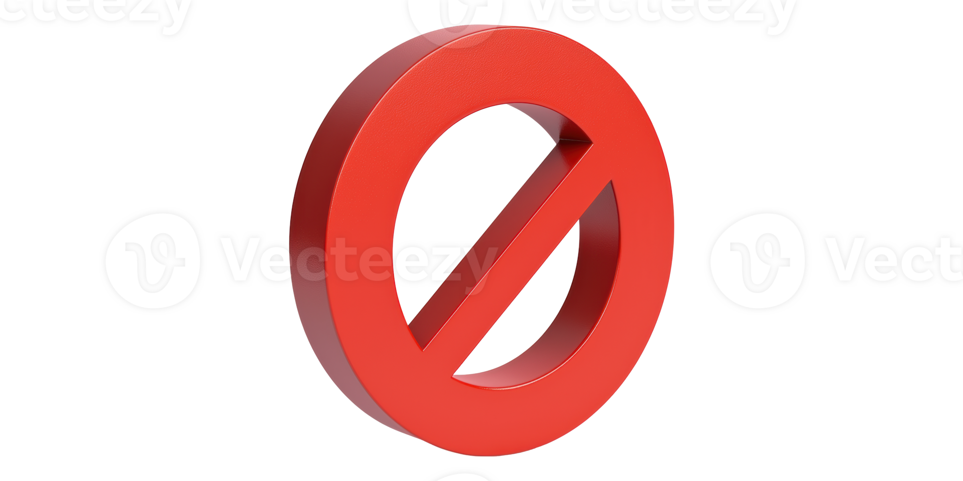 Red 3d prohibition symbol isolated on transparent background png
