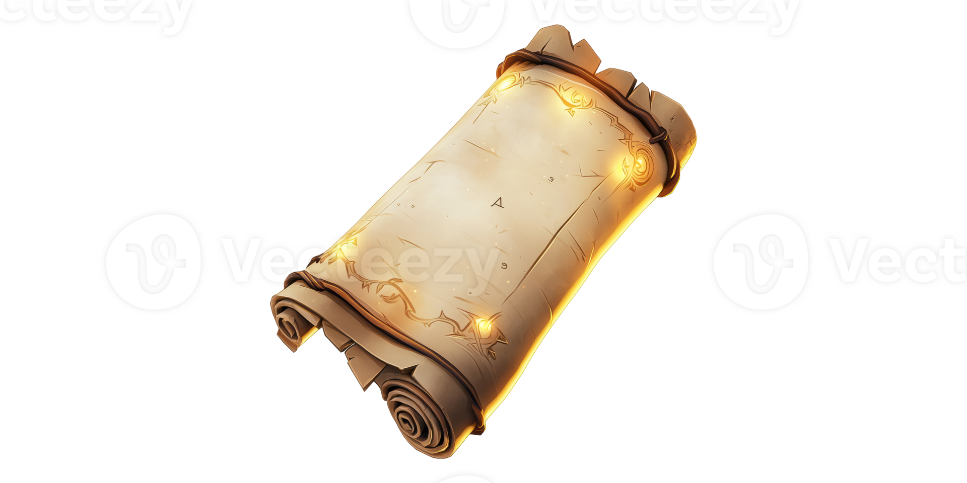 Ancient scroll with decorative borders isolated on transparent background png