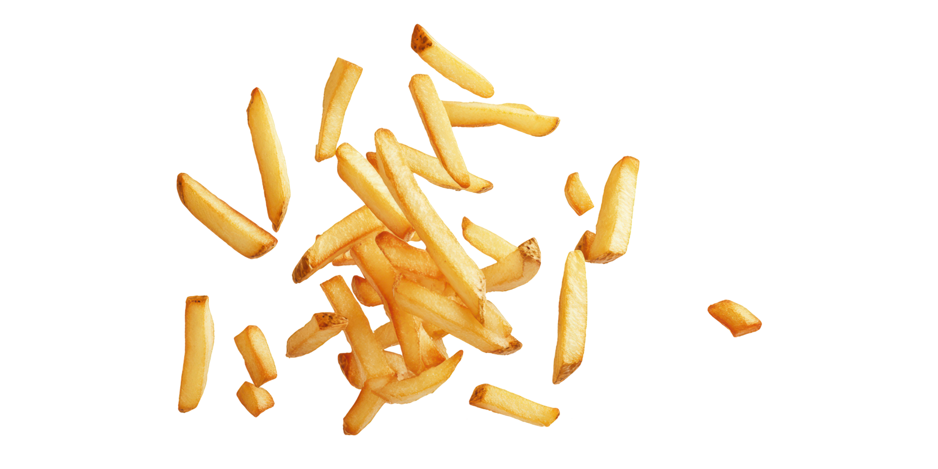 Fries scattered randomly isolated on transparent background png