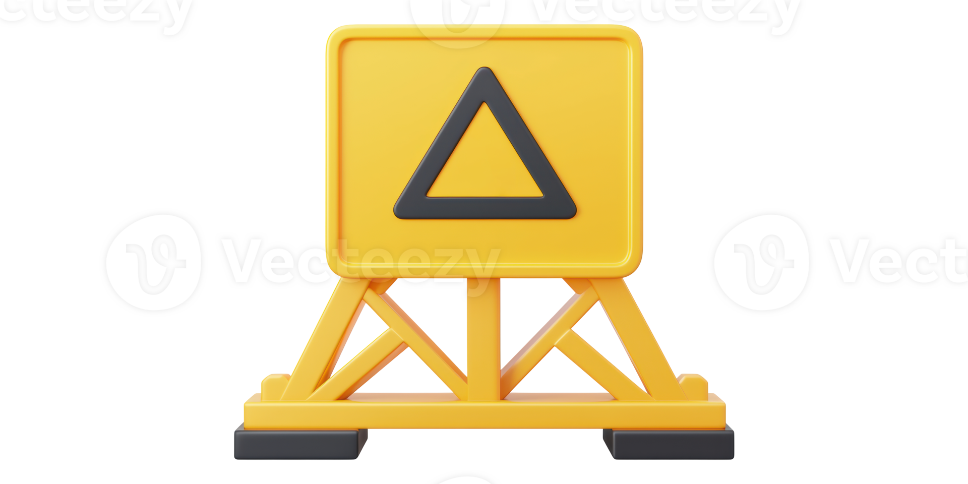 Yellow warning sign with triangle symbol isolated on transparent background png