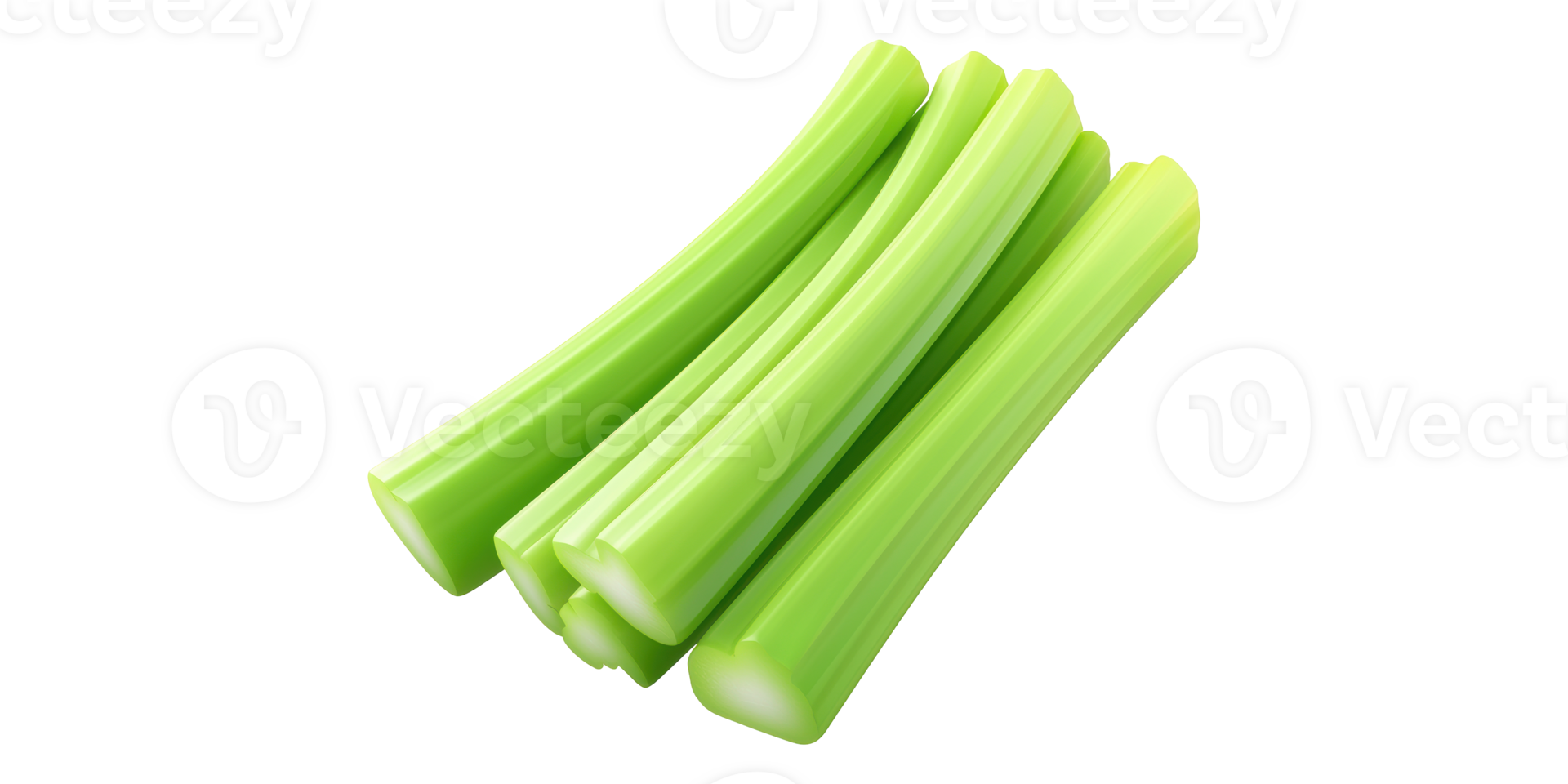 Fresh green celery sticks isolated on transparent background png