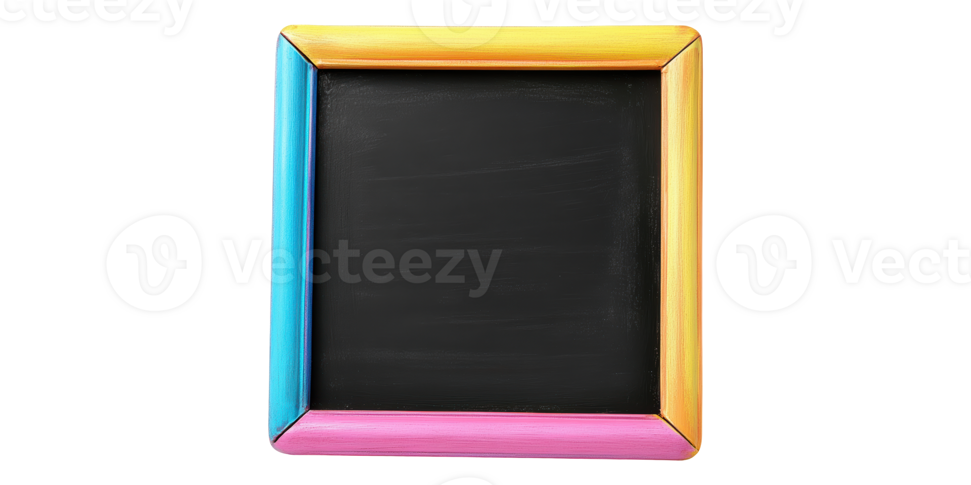 Rectangular chalkboard with colorful frame isolated on transparent background png