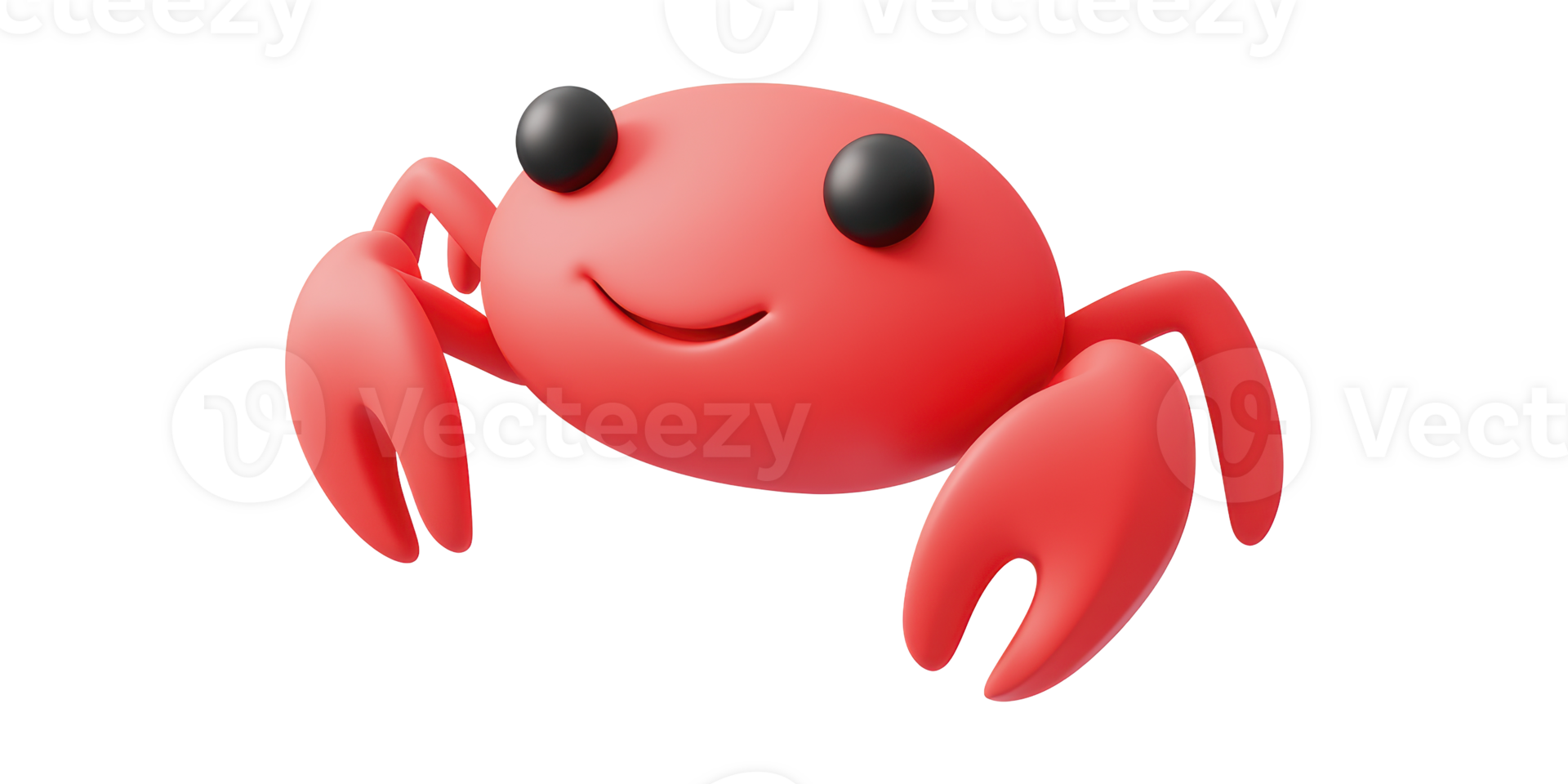 Cute cartoon red crab illustration isolated on transparent background png