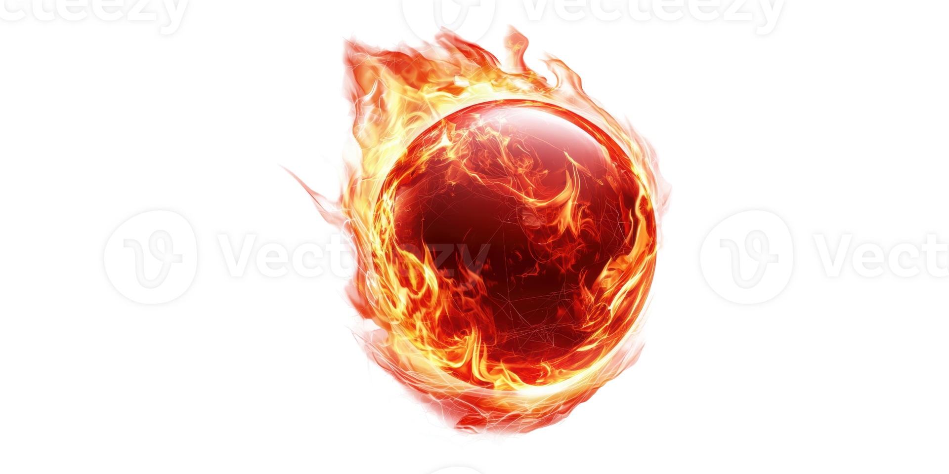 Fiery red sphere engulfed in flames isolated on transparent background png