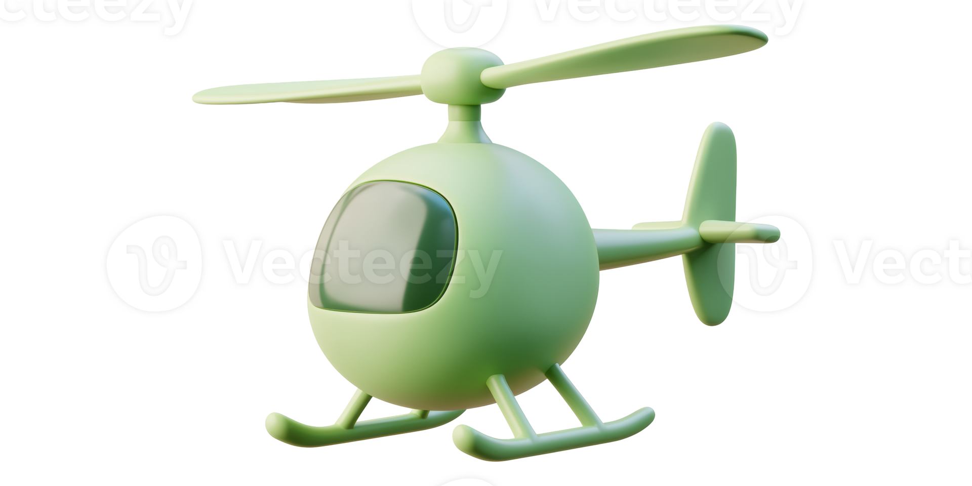Green toy helicopter with rotor blades isolated on transparent background png