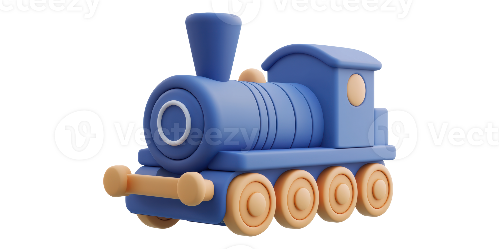 Blue toy train with six wheels isolated on transparent background png