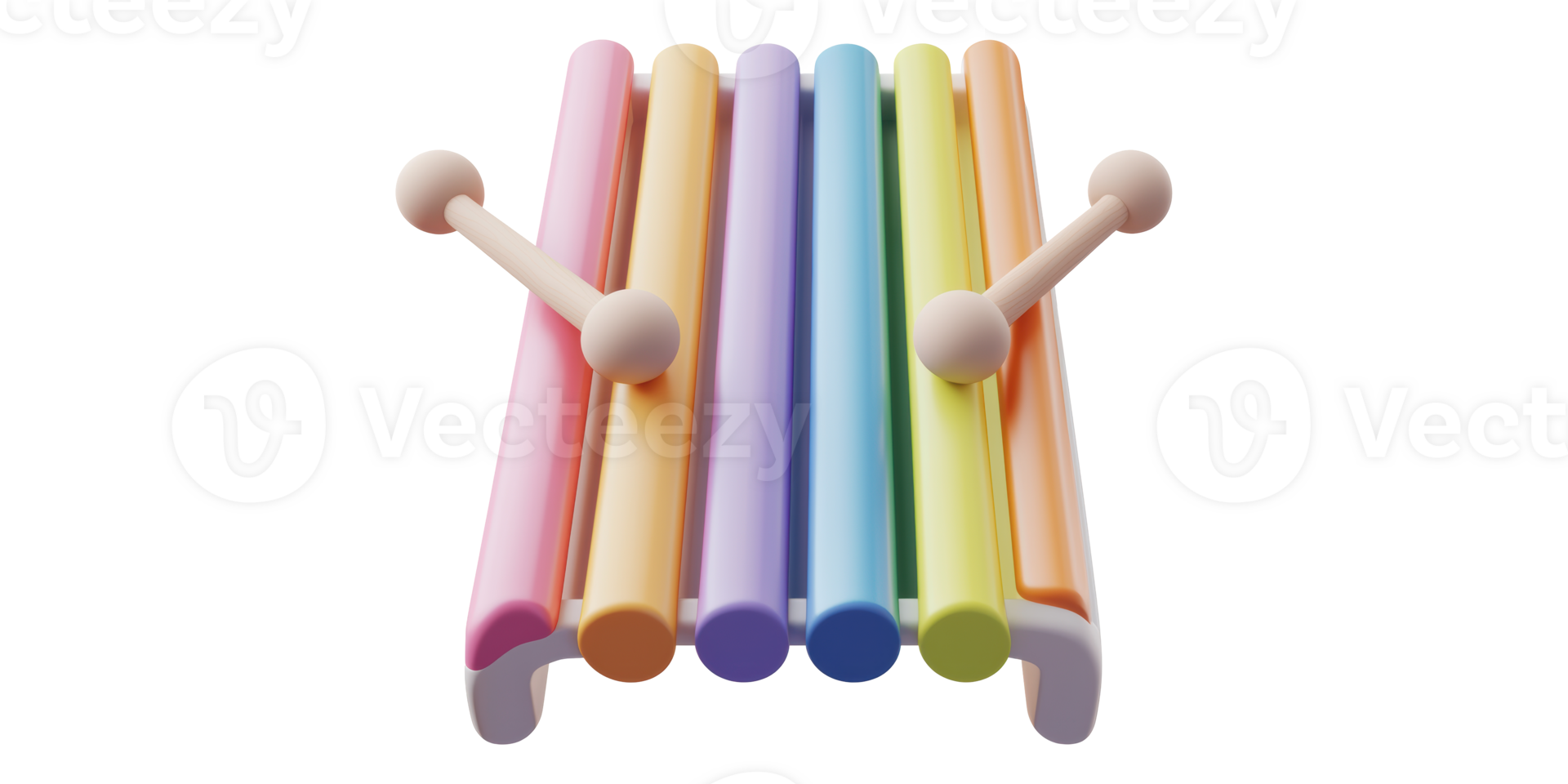 Colorful toy xylophone with mallets isolated on transparent background png