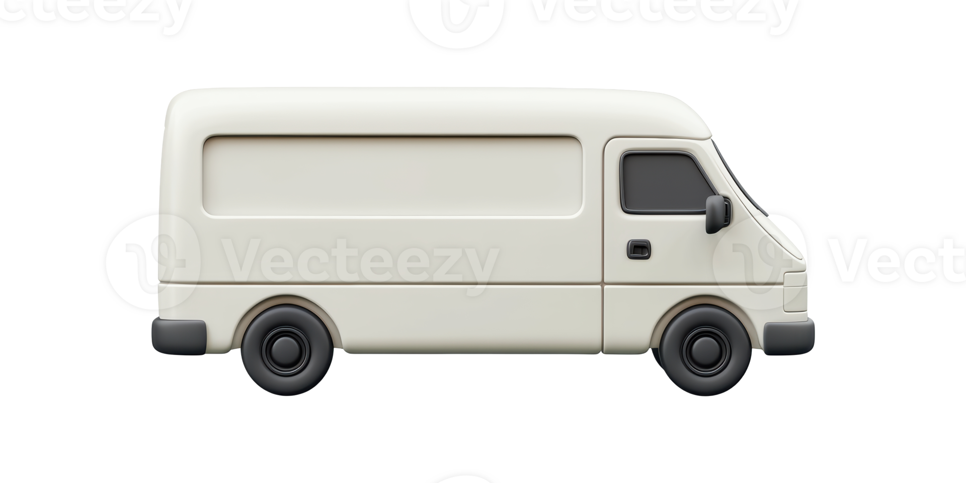 White delivery van isolated on transparent background png