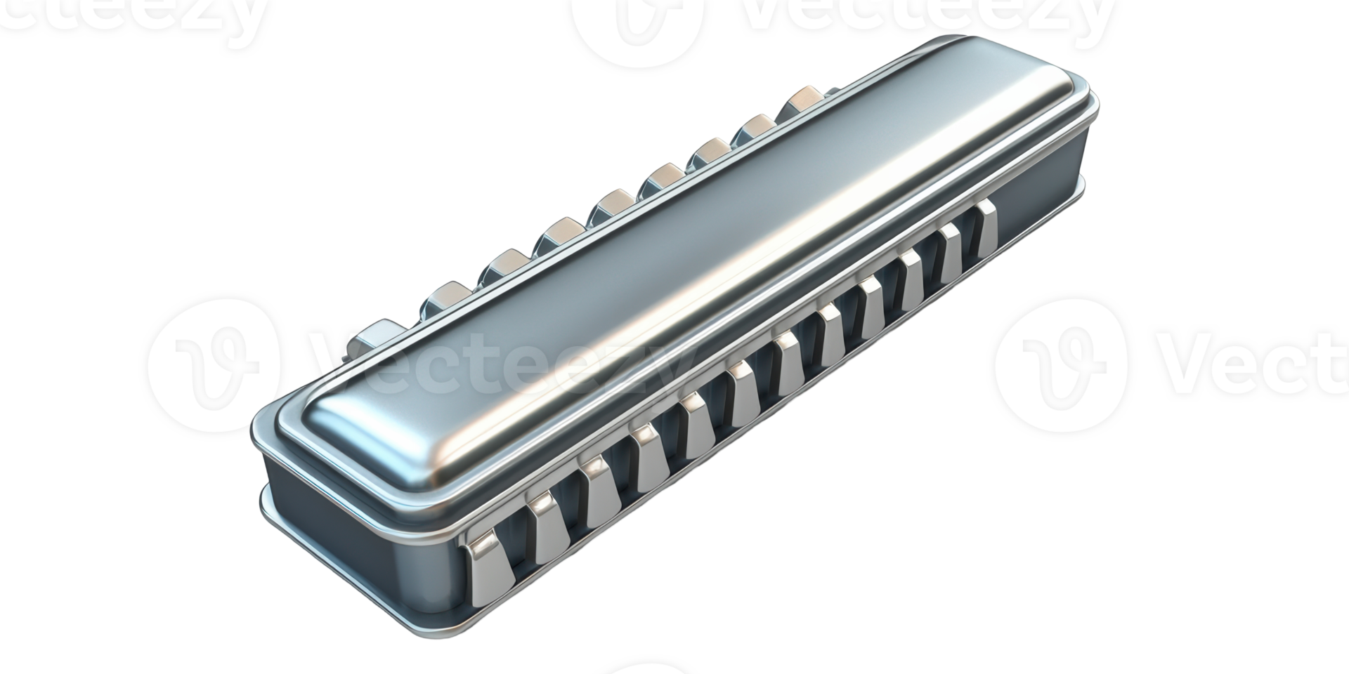 Metallic harmonica isolated on transparent background png