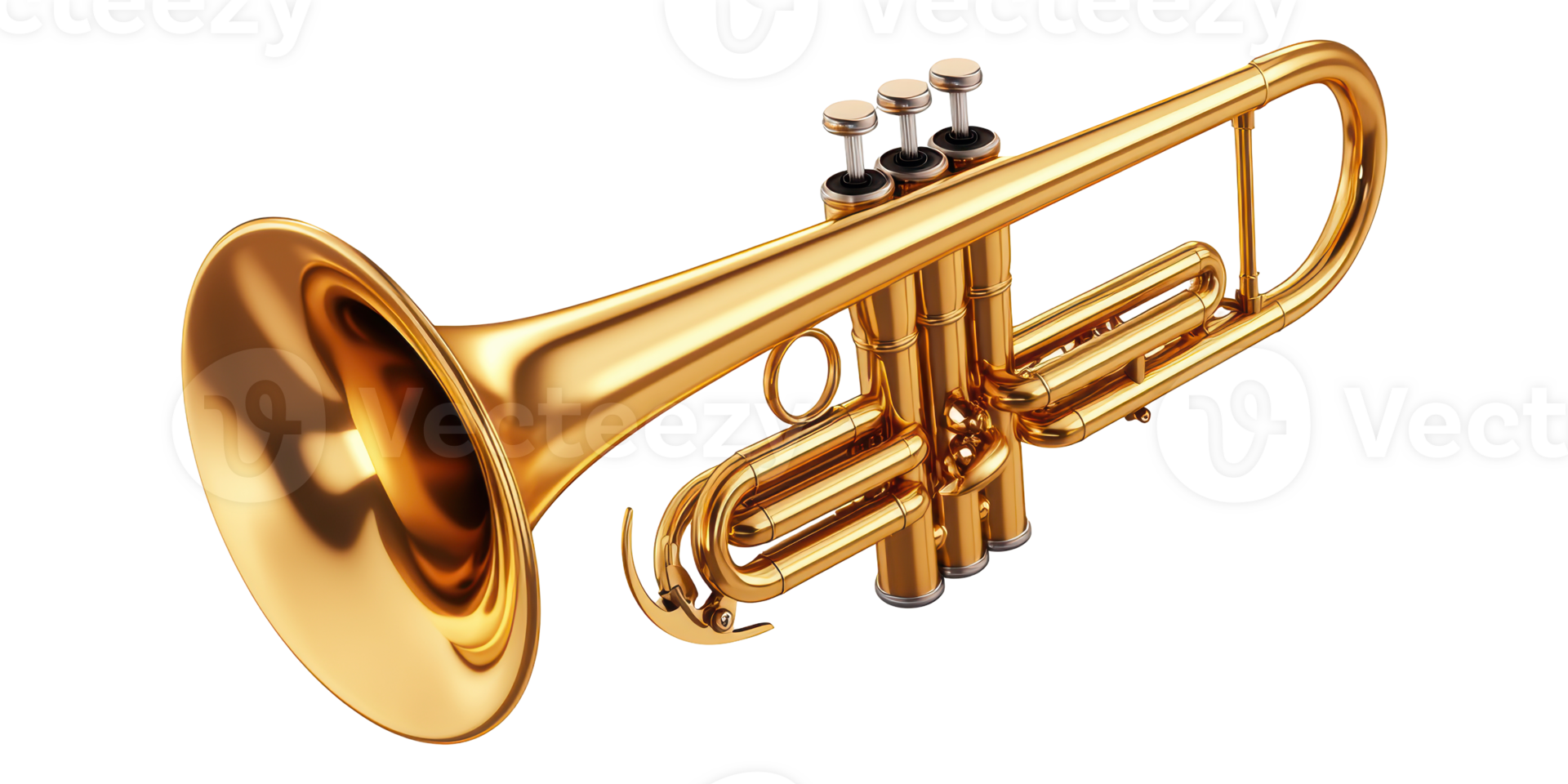 Golden trumpet isolated on transparent background png