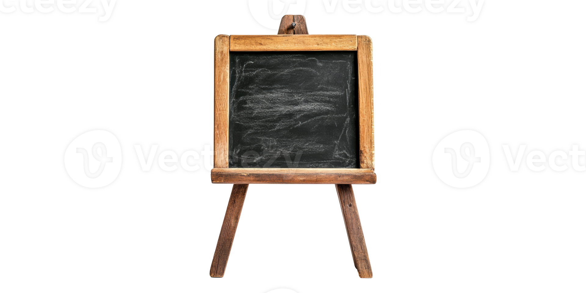 Rustic chalkboard on wooden easel isolated on transparent background png