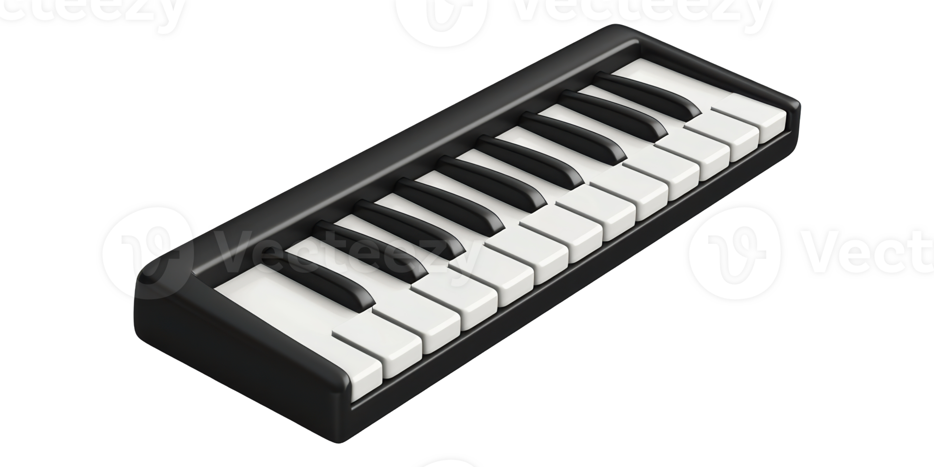 Black and white piano keyboard isolated on transparent background png