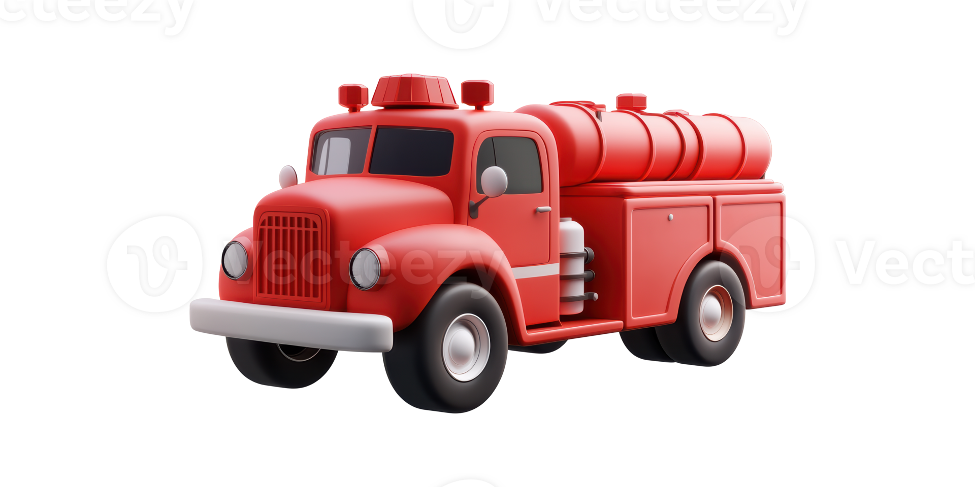 Red fire truck isolated on transparent background png